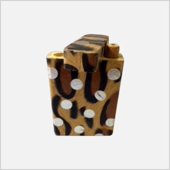 Leather Covered Flat Cheetah Print Polka Dot Dug Out with Metal Bat