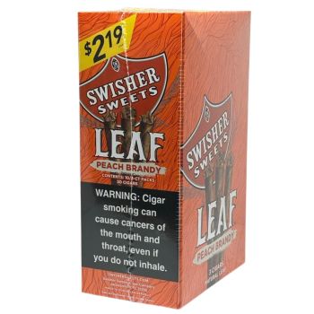 Swisher Sweets Leaf Peach Brandy Cigars | 10 Packs of 3 Cigars in each | Total 30 Count