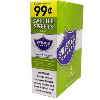 Swisher Sweet White Grape Cigarillos | 2 Cigars per pack | 30 Cigars